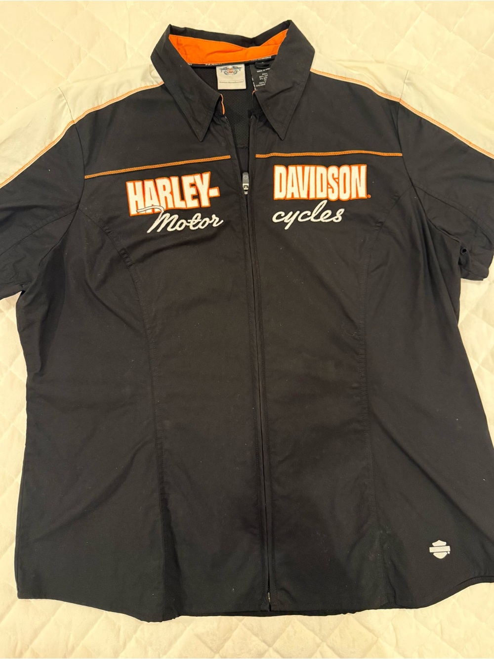 Women’s Harley-Davidson Black Full Zip Short Sleeve Riding Shirt